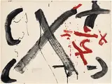 Antoni Tàpies, Gran X, from Negre i Roig (Large X, from Black and Red) (G. 615), 1976, Etching and aquatint in colours with embossing, on Guarro paper, the full sheet