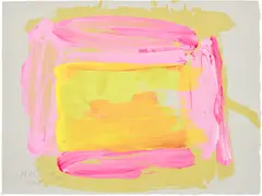 A Pale Reflection by Howard Hodgkin, 2015-16, Sugar-lift aquatint in colours with extensive hand-colouring, on grey BFK Rives paper, the full sheet, sold Sep 2025