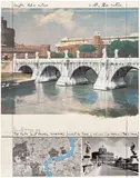 The Ponte Sant'Angelo, Wrapped, Project for Rome (S. 143) by Christo & Jeanne-Claude, 1989, Lithograph in colours with collage of broadcloth, thread, offset print, map, and hand-colouring in charcoal and coloured, sold Sep 2025