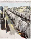 Wrapped Trees, Project for the Avenue des Champs-Élysées, Paris (S. 133) by Christo & Jeanne-Claude, 1987, Lithograph with collage of transparent polyethylene, thread, staples, and hand-colouring in felt marker, on Arches Cover, sold Sep 2025
