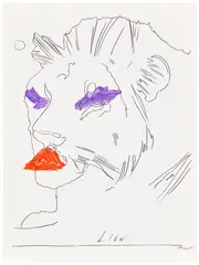 Lion by Andy Warhol, 1975, Offset lithograph in colours, on wove paper, the full sheet, sold Sep 2025