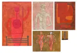 Dos figuras (Two Figures); Hombre en blanco (Man in White); Estela; Hombre en rojo (Man in Red); and Hombre I (Man I) (P. 220; 222; 239; 244; 295) by Rufino Tamayo, 1976-81, Five Mixografía® prints in colours, four on Arches paper, one on handmade paper, the full sheets, sold Sep 2025
