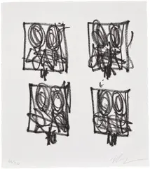 Untitled Anxious Print by Rashid Johnson, 2023, Soft-ground etching, on Hahnemühle paper, the full sheet loose (as issued), contained in the original black card folder,, sold Sep 2025