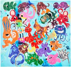 The Aquarium by Szabolcs Bozó, 2023, Screenprint in colours with hand-colouring in acrylic paint, on Somerset Radiant White paper, the full sheet, sold Sep 2025