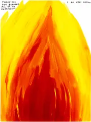 Untitled (Thank You for Burning) by David Shrigley, 2019, Screenprint in colours, on Somerset paper, the full sheet, sold Sep 2025