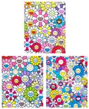 A Little Flower Painting: Pink, Purple and Many Other Colors; A Little Flower Painting: Yellow, White and Purple Flowers; and A Field of Flowers Seen from the Stairs to Heaven by Takashi Murakami, 2017; 2017; and 2018, Three offset lithographs in colours, on smooth wove paper, the full sheets, sold Sep 2025