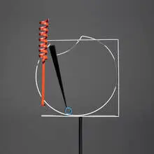 Pole Drawing by Fletcher Benton, c. 1988, painted steel, sold Nov 2025