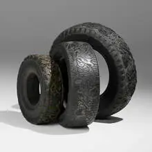 Betsabeé Romero, Untitled, c. 2005, bas-relief on rubber tires