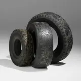 Betsabeé Romero, Untitled, c. 2005, bas-relief on rubber tires