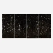 Aaron Young, Clubhouse, 2007, rubber, beer and acrylic on aluminum in four parts