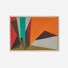 Lorser Feitelson, Sketch for Magical Space Forms, 1948-50, oil on canvas laid to Masonite in artist's frame
