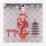 Maiko in Kyoto, Cherry Blossoms on Red by Takashi Murakami, 2024, offset lithograph in colors, sold Sep 2025