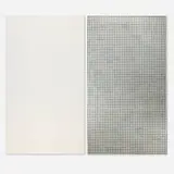 Dean Levin, Dividing and Alternating (diptych), 2014, UV curable ink on polished steel and oil on linen
