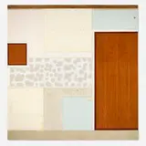 Clay Ketter, Lund Wall, B2, 2001, household enamel paint, sand paint, net wall covering, teak panel, gypsum wallboard, steel corner bead, wood