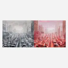 Sheng Qi, Beijing Jam (diptych), 2007, acrylic on canvas