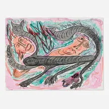 Thornton Dial, Sr., Untitled, c. 1990, watercolor and charcoal on paper