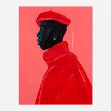 Annan Affotey, Orange Beret, 2020, oil on canvas