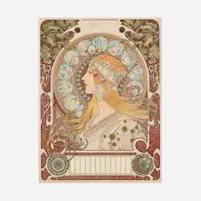 Alphonse Mucha, Zodiaque (La Plume), 1896-97, lithograph in colors, 19th century French giltwood frame