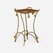 Occasional table with calla lilies by Art Nouveau, c. 1910, birds-eye maple, brass, sold Mar 2026