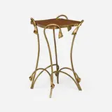 Art Nouveau, Occasional table with calla lilies, c. 1910, birds-eye maple, brass