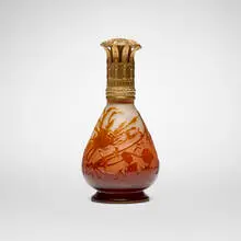 Galle, Chrysanthemum perfume diffuser, c. 1920, acid-etched cameo glass, gilt metal