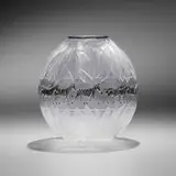 Marie-Claude Lalique, Tanzania zebra vase, 1991, molded, frosted, and enameled glass