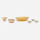 Collection of five ruffled tablewares by Tiffany Studios, c. 1900, hand-blown Favrile glass, sold Mar 2026