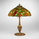 Duffner & Kimberly, Nasturtium table lamp, c. 1910, leaded glass, patinated brass
