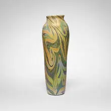 Tiffany Studios, Early and Monumental Damascene Cypriote vase, c. 1897-99, hand-blown Favrile glass