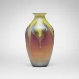 Early hooked-feather vase by Tiffany Studios, c. 1898-1900, hand-blown Favrile glass, sold Mar 2026