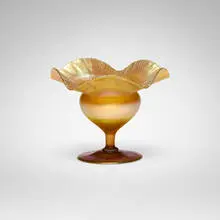 Ruffled vase by Tiffany Studios, c. 1907, hand-blown Favrile glass, sold Mar 2026
