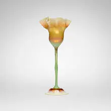 Floriform vase by Tiffany Studios, c. 1900, hand-blown Favrile glass, sold Mar 2026