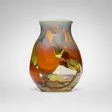 Tiffany Studios, Paperweight vase with cyclamen, c. 1921, hand-blown Favrile glass