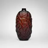 René Lalique, Ronces vase, c. 1921, clear and frosted amber glass with white patina