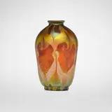 Early decorated vase by Tiffany Studios, c. 1895, hand-blown Favrile glass, sold Mar 2026