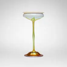 Pulled-feather floriform vase by Tiffany Studios, c. 1900, hand-blown Favrile glass, sold Mar 2026