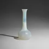 Tall bud vase by Tiffany Studios, c. 1900, hand-blown Favrile glass, sold Mar 2026