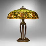 Duffner & Kimberly, Greek table lamp, c. 1910, leaded glass, patinated metal