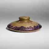 Franz Hofstötter for Loetz, Rare Phänomen inkwell (Gre 358), c. 1900, hand-blown glass, brass