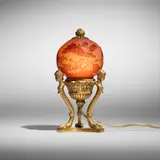 Galle, Boudoir lamp with oak leaves and acorns, c. 1920, glass, acid-etched cameo glass, gilt bronze