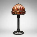 Daum, Lamp shade, c. 1920, hand-blown glass with gold inclusions, wrought iron