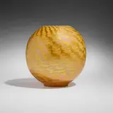Tiffany Studios, Early Damascene globe shade, c. 1896, hand-blown Favrile glass