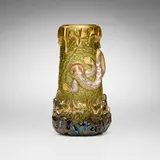 Mary Moser, Salamander vase, c. 1895, gilt and enameled glass with applied decoration