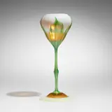 Pulled-feather floriform vase by Tiffany Studios, c. 1900-1903, hand-blown Favrile glass, sold Mar 2026