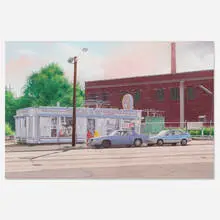 John Baeder, White Circle System, 2004, oil on canvas