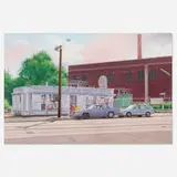 John Baeder, White Circle System, 2004, oil on canvas