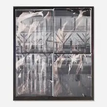 Robert Rauschenberg, From the Bleacher Series: Pleasure Island, 1952, 1990, unique manipulated black and white Polaroids on aluminum in artist's frame