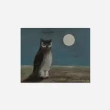Gertrude Abercrombie, Little Owl and Moon, 1956, oil on board