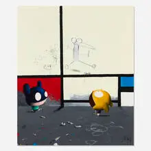 Edgar Plans, Piet and Mondrian III, 2020, oil on canvas