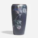 Rare Vellum vase with exotic bird and cherry tree by Arthur Conant for Rookwood Pottery, sold Nov 2024